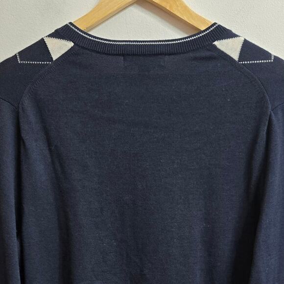 Banana Republic Mens Pima Wool Blend Argyle Sweater M Academia Preppy Old Money - Picture 5 of 10